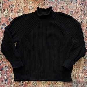 J. Crew Classic Black Rollneck Cotton Sweater